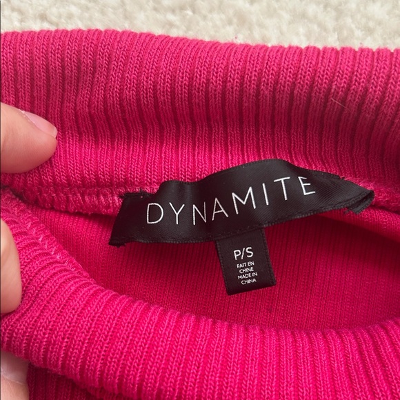 Dynamite Fuchsia Ribbed Long Sleeve Dress - Size S - Picture 2 of 6